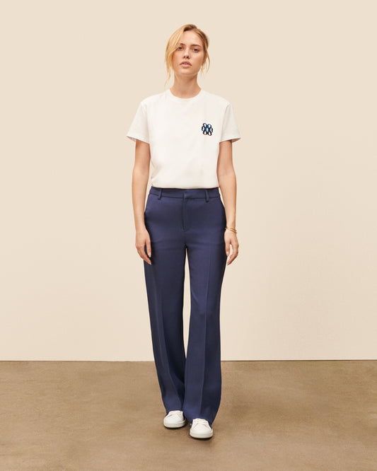 Pantalon Smoking à pince Iena - Bleu Nuit fluide, chic Maison Sarah Lavoine Bleu Nuit Acetate   1