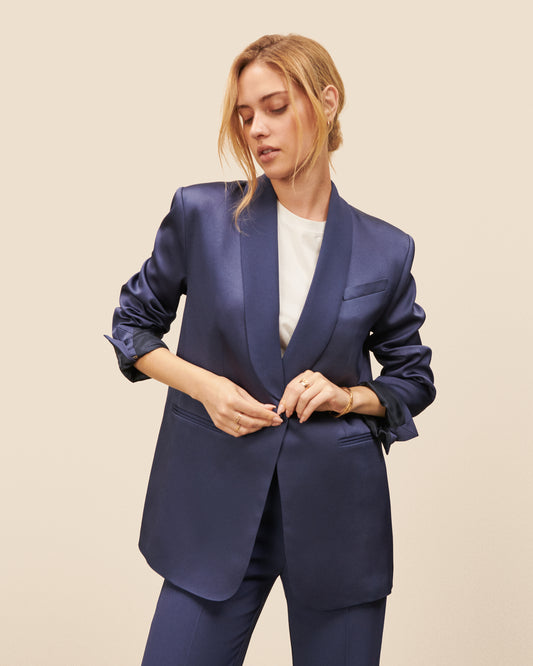 Veste Smoking Faubourg - Bleu Nuit chic Maison Sarah Lavoine Bleu Nuit Acetate   1