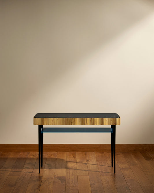 Console Riviera - Bleu Sarah design Maison Sarah Lavoine Bleu Sarah Rotin 120 cm 80 cm 1