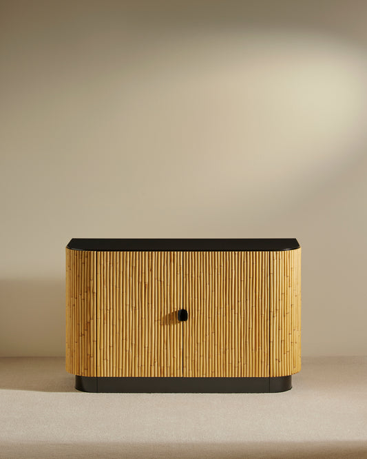 Buffet Riviera - Noir moderne Maison Sarah Lavoine Noir Rotin 120 cm 75 cm 1