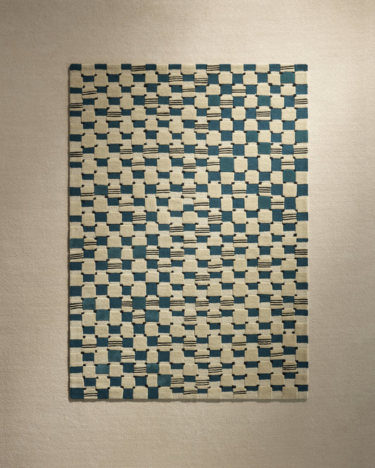 Tapis Damier - Bleu Sarah design Maison Sarah Lavoine Bleu Sarah Laine Petit 170 cm | Moyen 200 cm Petit 240 cm | Moyen 300 cm 1