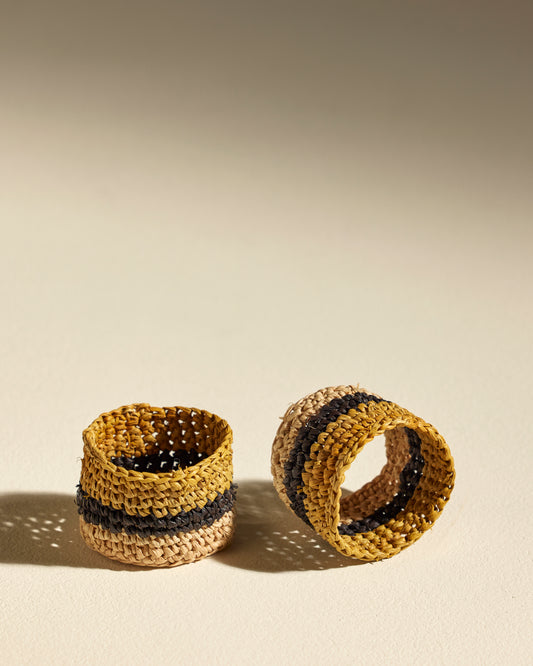 Rond de serviette Globe - Safran moderne Maison Sarah Lavoine Ocre Raphia   1