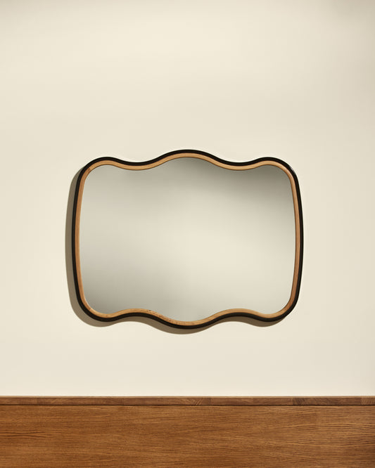 Miroir Noto 3 Vagues - Noir design Maison Sarah Lavoine Noir Rotin 70 cm 90 cm 1