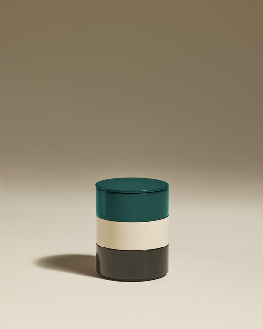 Boite ronde à bijoux Totem - Bleu Sarah design Maison Sarah Lavoine Bleu Sarah Bois laqué  11 cm 1