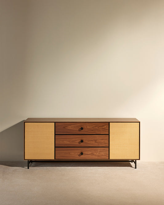 Enfilade Essence - Noyer moderne Maison Sarah Lavoine Noyer Moelle de rotin 180 cm 75 cm 1