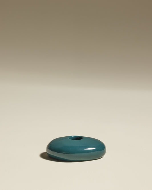 Bougeoir Stone - Bleu Sarah design Maison Sarah Lavoine Bleu Sarah Céramique 10 cm 3,5 cm  1