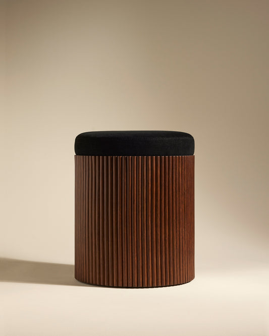Pouf Riviera - Noir design Maison Sarah Lavoine Noir Rotin  45 cm 1