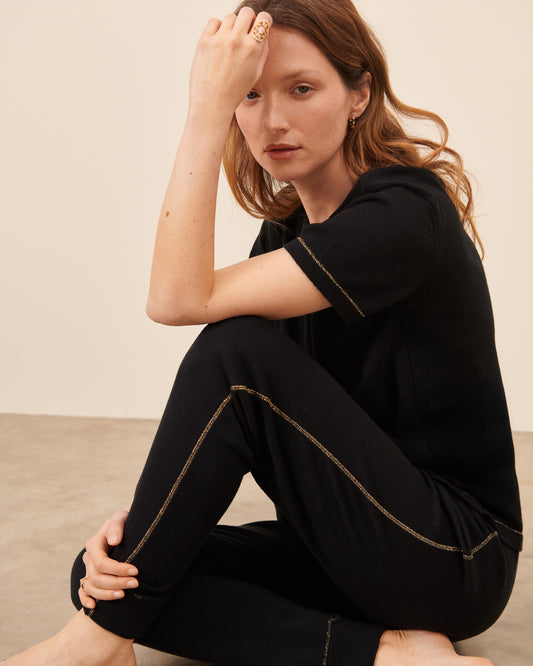 Pantalon jogging Marais - Noir fluide, chic Maison Sarah Lavoine Noir Coton   1