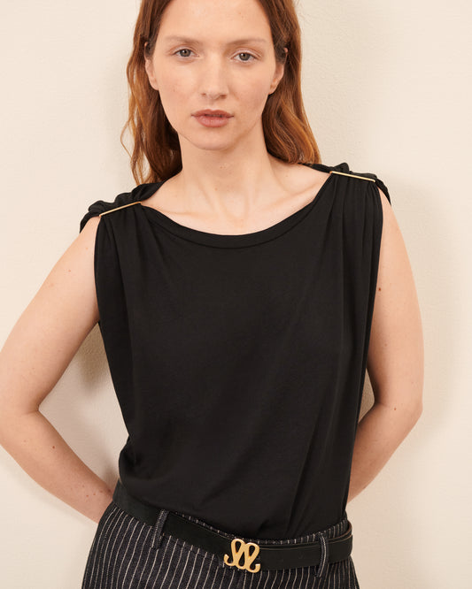 T-Shirt Bac - Noir tendance, chic Maison Sarah Lavoine Noir Coton    1