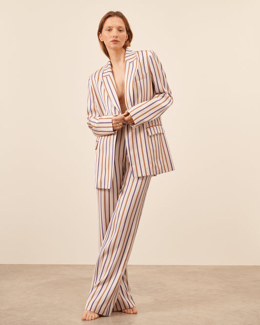 Veste Flore - Rayures chic Maison Sarah Lavoine Beige / Bleu Viscose   1